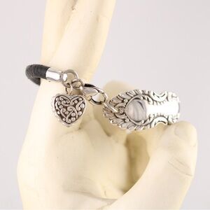 Silverplated and leather bracelet made from an antique spoon handle